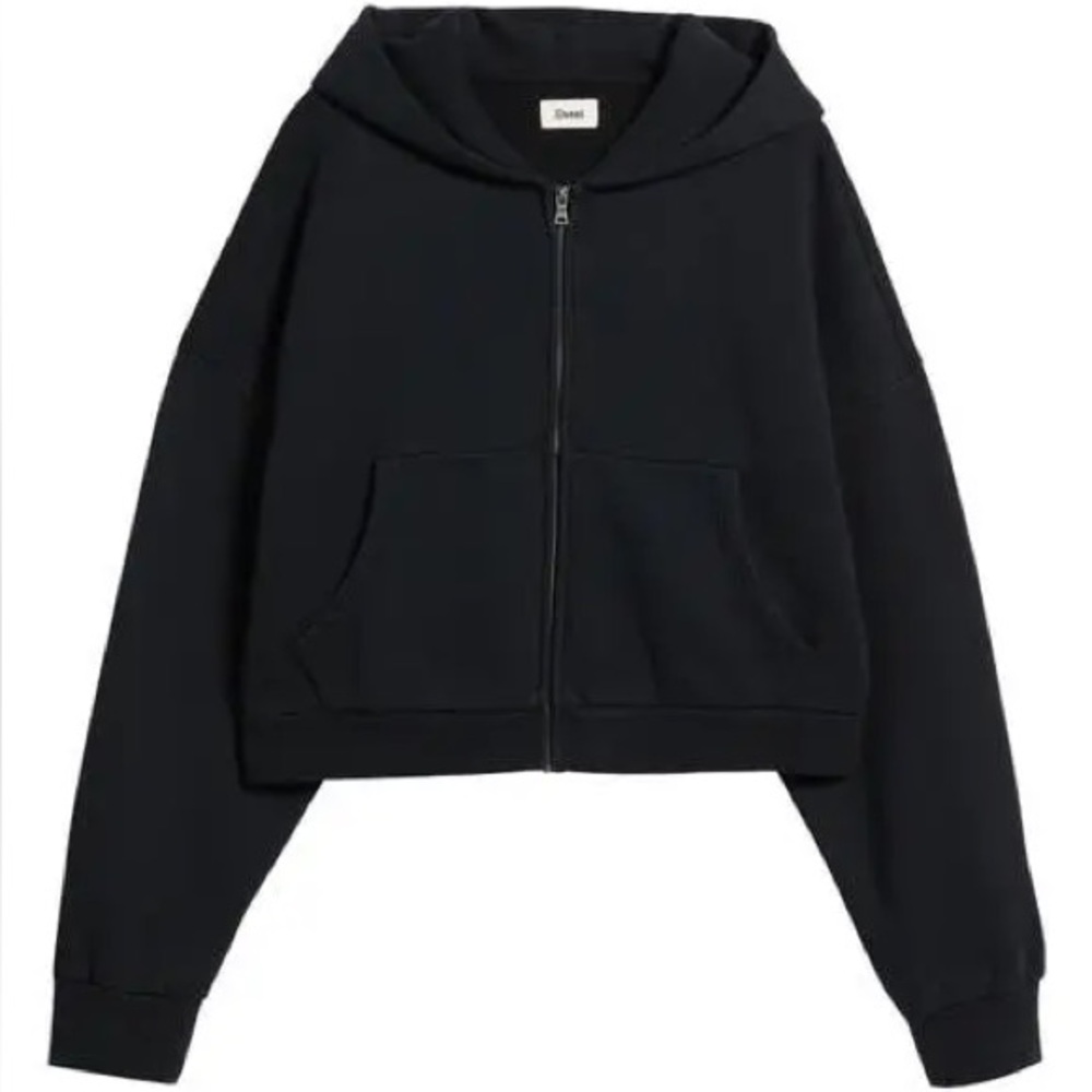 Elwood Rectangle Hoodie Zip - Black